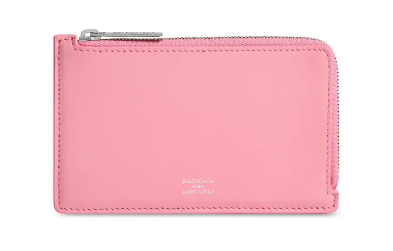 Balenciaga Smooth Calfskin Wallet, Card Holder Regular Women's Pink