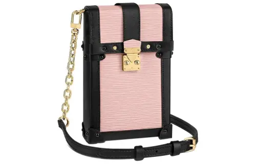 LOUIS VUITTON Trunk Vertical Cow Leather Cell Phone Pouch Shoulder Bag Crossbody Bag Regular Women's Pink
