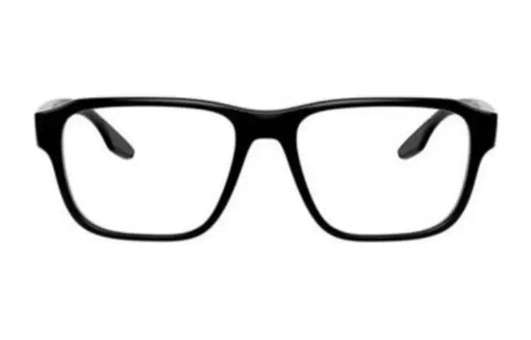 PRADA Plastic Irregular Shape Eyeglass Frames Men's Black