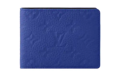 LOUIS VUITTON Cow Leather Wallet Regular Men's Blue