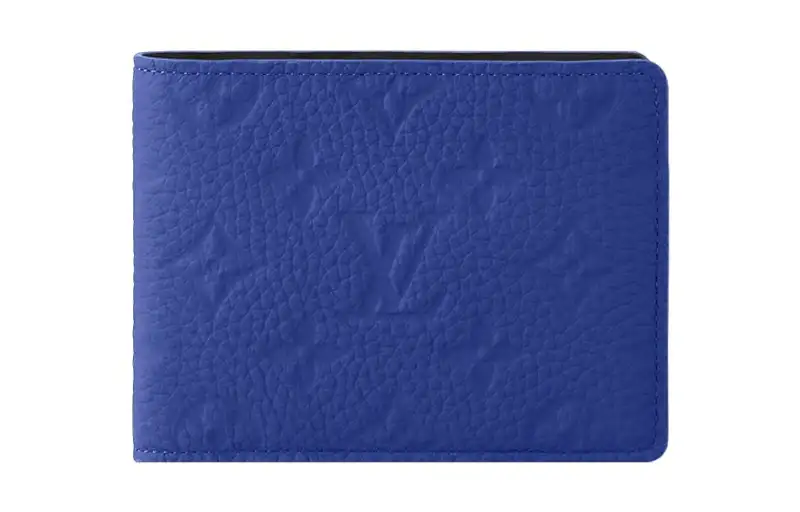 LOUIS VUITTON Cow Leather Wallet Regular Men's Blue