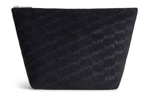 Balenciaga Cotton With Calfskin Clutch Medium Women's Black