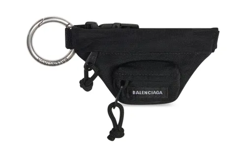 Balenciaga Polyamide Keychain Fanny Pack Key Coin Purse Men's Black