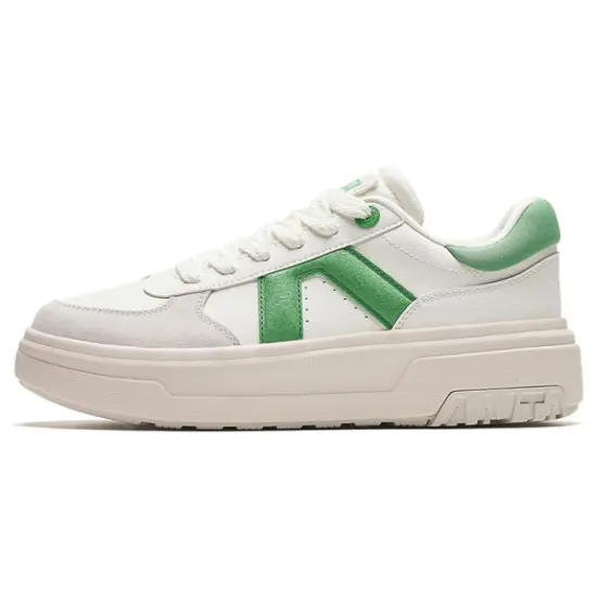 ANTA Life Collection Skateboard Shoes Women's Low-Top White Green
