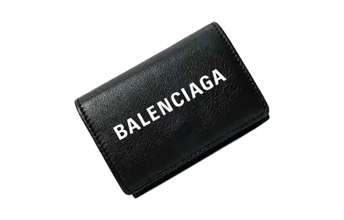 Balenciaga Leather Coin Purse Wallet Mini Unisex Black