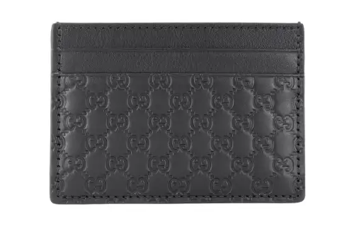 GUCCI Cow Leather Card Holder Card Holder Men's Black