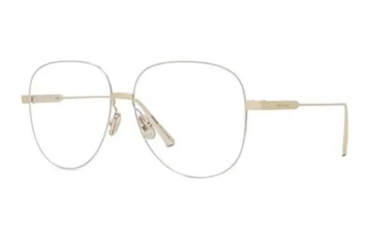 DIOR Metal Irregular Shape Eyeglass Frames Unisex Gold