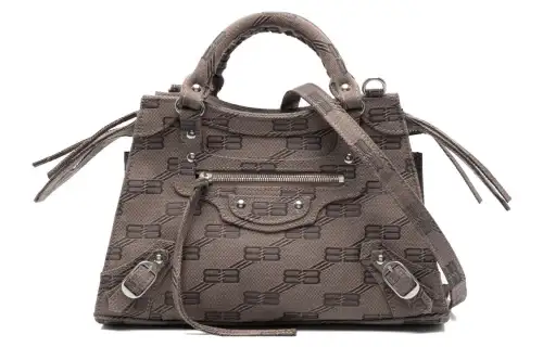 Balenciaga Printed Pattern Fabric Handbag, Shoulder Bag, Crossbody Bag Mini Women's Brown