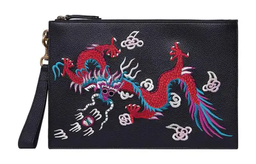 GUCCI Leather Clutch Regular Men's Black