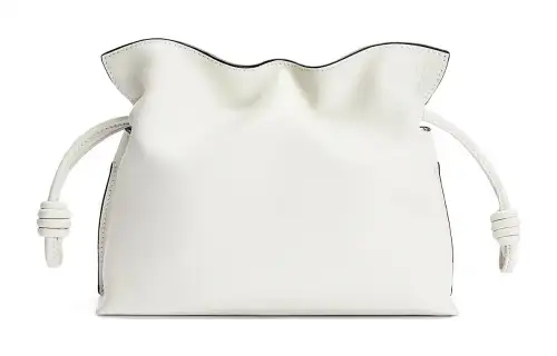 LOEWE Flamenco Nappa Cow Leather One Shoulder Crossbody Clutch Mini Women's Cotton White