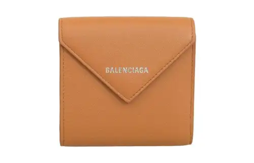 Balenciaga Leather Wallet Regular Women's Brown Yellow