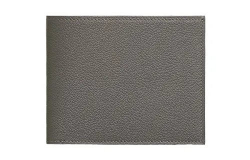 HERMES Citizen Twill Evercolor Leather Card Holder Women's Meyer Gray