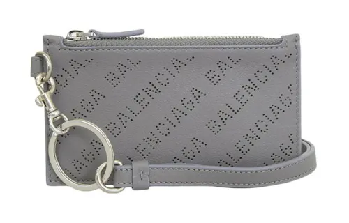 Balenciaga Leather Clutch Wallet Card Holder Women's Gray