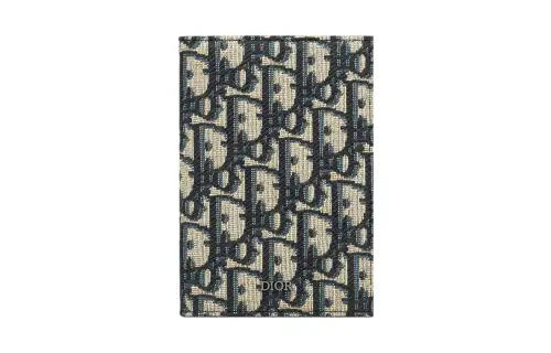DIOR Fabric Passport Holder Men's Beige Black