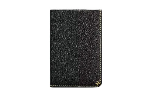 HERMES H Sellier Palladium plated Metal Mysore Goat Skin Wallet, Card Holder Unisex Black