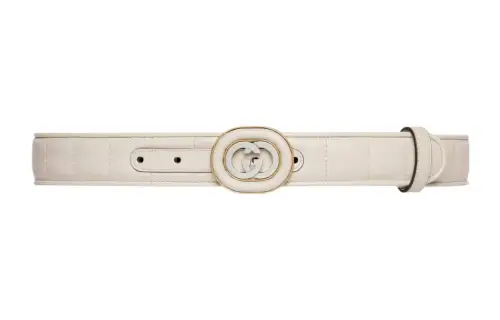 GUCCI Leather Belts Women's White Width 3.5cm