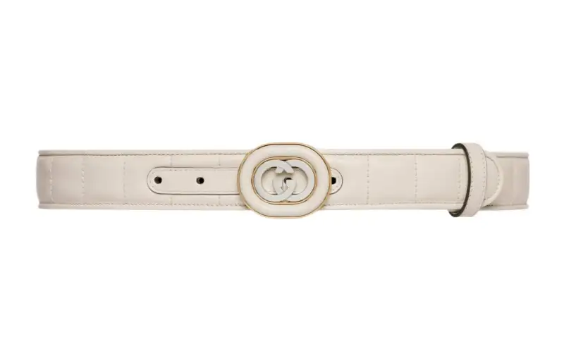 GUCCI Leather Belts Women's White Width 3.5cm