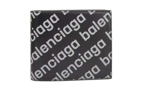 Balenciaga Leather Wallet Regular Men's Black
