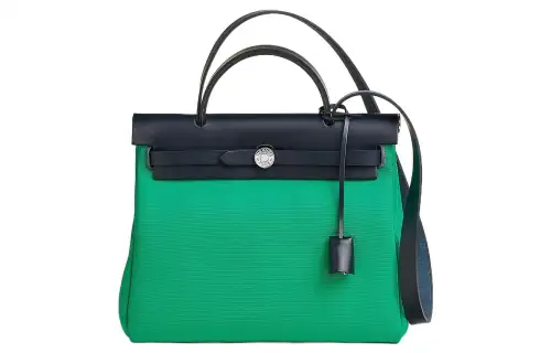 HERMES Herbag Zip Officier Canvas With Hunter Cow Leather Shoulder Bag, Crossbody Bag, Handbag 31 Unisex