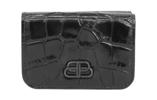 Balenciaga Crocodile Embossed Leather Wallet Women's Black
