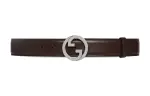 GUCCI Blondie Leather Belts Women's Brown Width 4cm