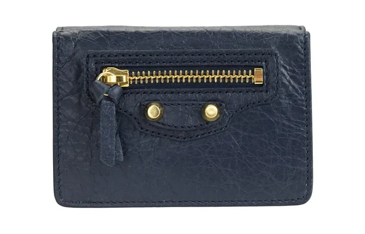 Balenciaga Le City Leather Wallet Women's Blue Black