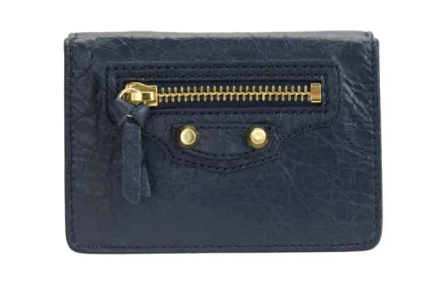 Balenciaga Le City Leather Wallet Women's Blue Black