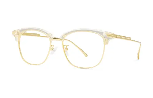 Bottega Veneta Metal Acetate Irregular Shape Eyeglass Frames Men's Gold