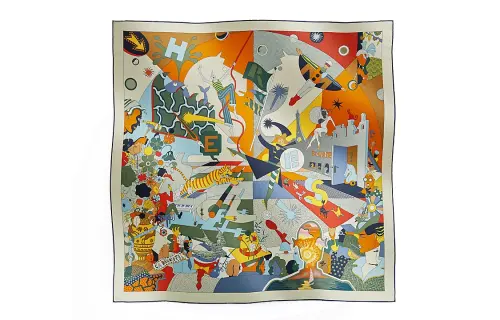 HERMES Printed Pattern Scarves Women's Multicolor
