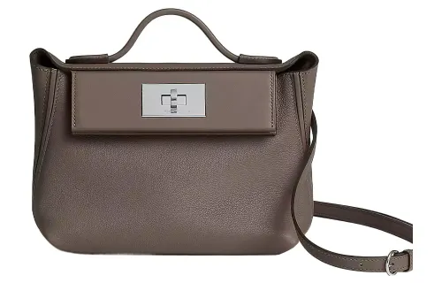 HERMES 24/24 Evercolor & Swift Calfskin Handbag, Shoulder Bag, Crossbody Bag Mini Women's Tin Gray