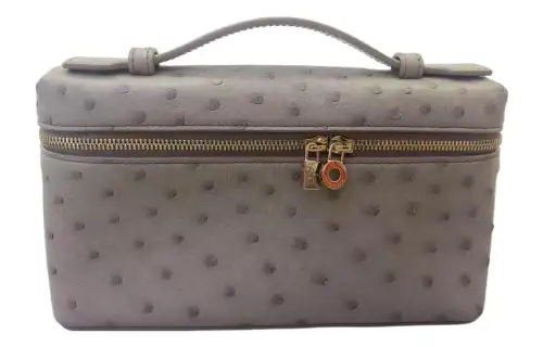 Loro Piana ExtraPocket Ostrich Leather Handbag Regular Women's Elephant Gray/Dove Gray