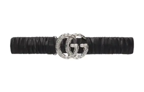 GUCCI GG Marmont Silk Satin, Crystal Belts Women's Black Width 4cm
