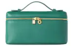 Loro Piana ExtraPocket Leather Makeup Bag Small Square Bag Handbag, Shoulder Bag Regular Women's Forest Leaf Green