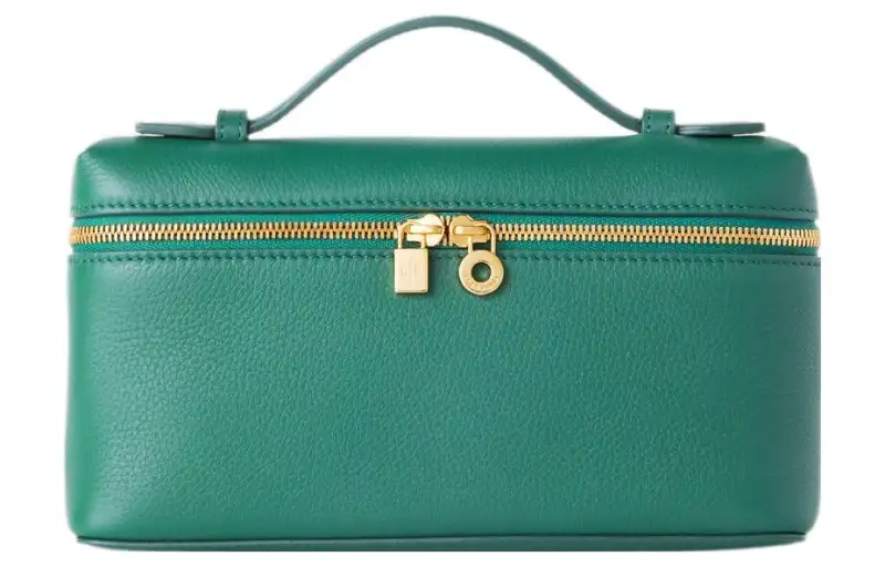 Loro Piana ExtraPocket Leather Makeup Bag Small Square Bag Handbag, Shoulder Bag Regular Women's Forest Leaf Green