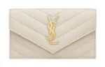 SAINT LAURENT Cassandre Lambskin Card Holder Women's Vintage White