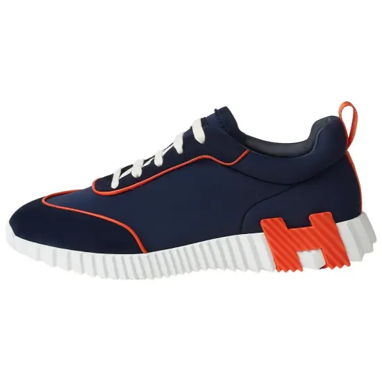 HERMES Bouncing Casual Shoes Men Low-Top Marine Blue