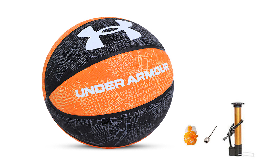 Under Armour Baltimore Maps Collection Rubber Basketball Black Orange Size 7 Training Competition Unisex