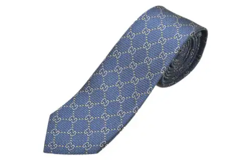 GUCCI Printed Pattern Silk Ties Men's Blue