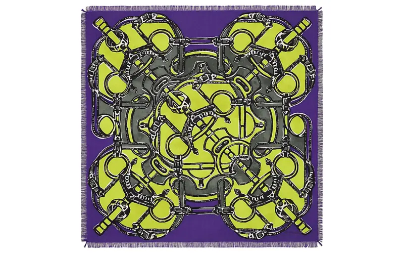 HERMES Patterned Print Scarves Women's Purple