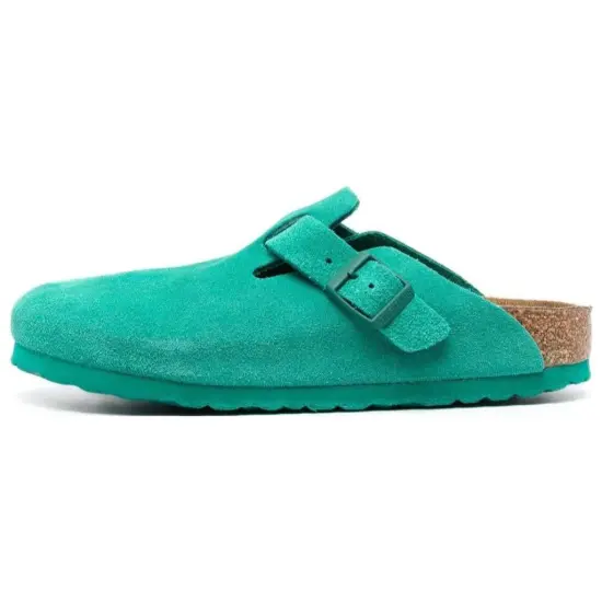 Birkenstock Boston Suede Leather Narrow Fit 'Digital Green' Women's