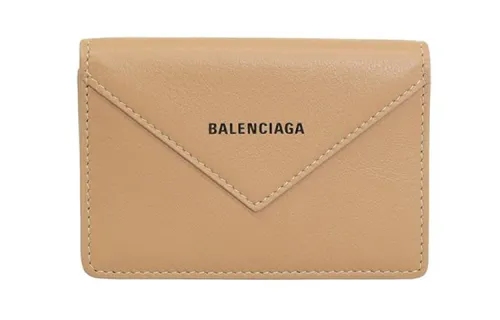 Balenciaga Leather Business Card Holder Regular Women's Beige