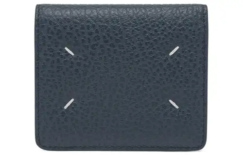 Maison Margiela Cow Leather Double Fold Wallet Women's Blue