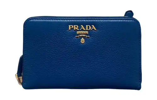 PRADA Saffiano Leather Wallet Women's Blue