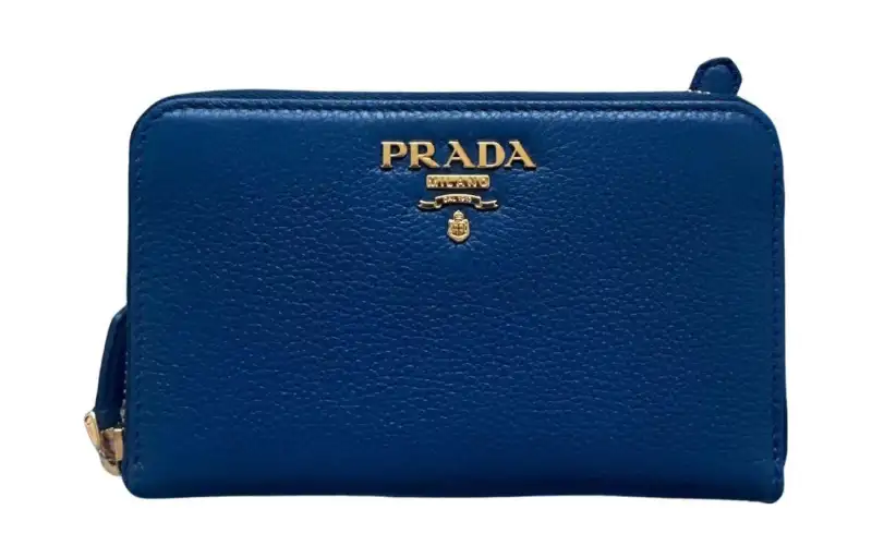 PRADA Saffiano Leather Wallet Women's Blue
