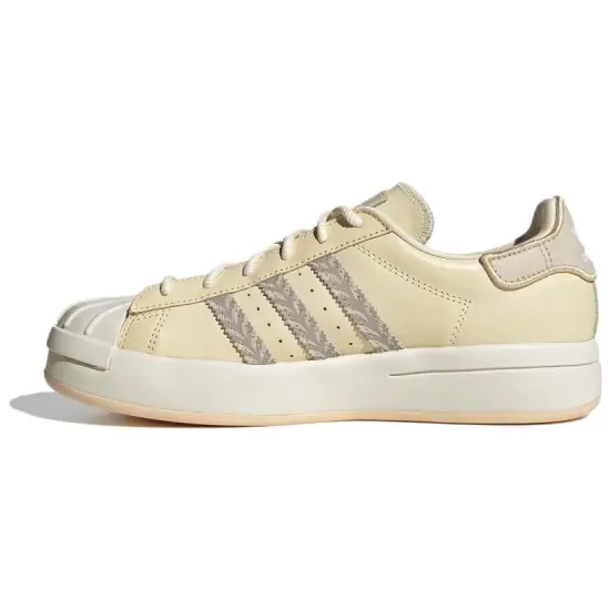 Adidas Originals Superstar Series Skateboard Shoes Unisex Low-top Marfil/light Khaki Brown/white