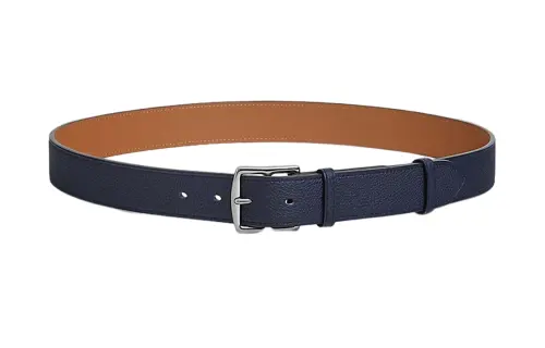 HERMES Etriviere Leather Belts Men's Blue Width 3.2cm