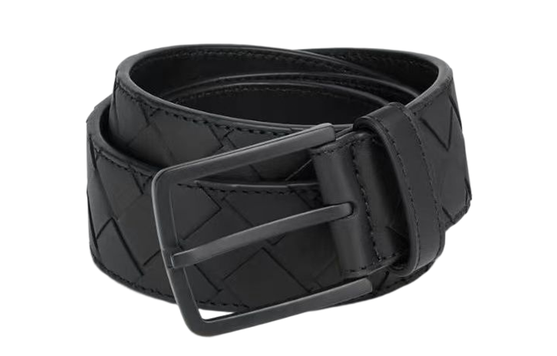 Мужской ремень Bottega Veneta Intrecciato (черный)