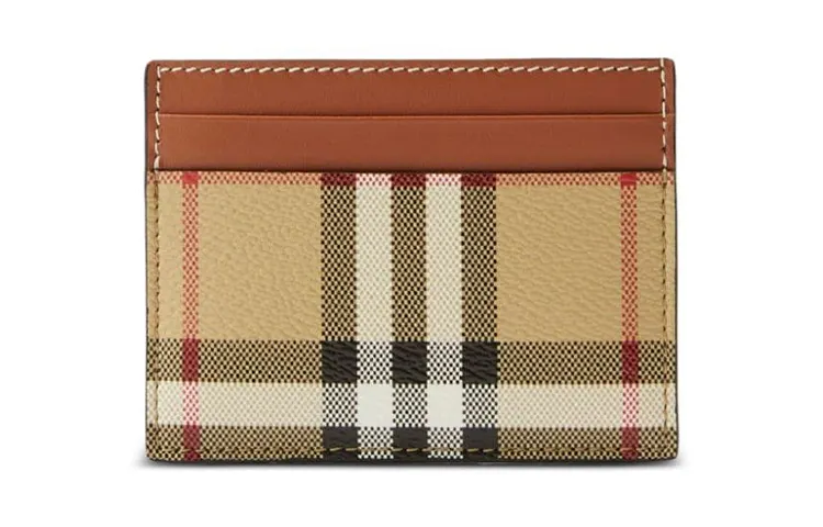 Burberry Calfskin Trim Card Holder Women's Archive Beige