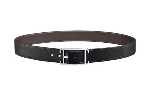 HERMES Calfskin Leather Belts Women's Black Width 3.2CM
