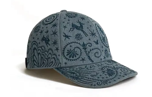 HERMES Linen Baseball Caps Men's Blue